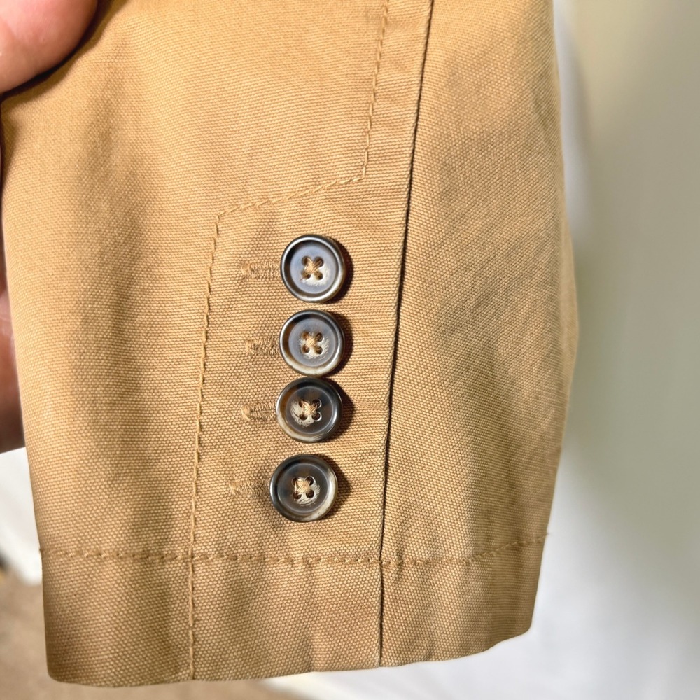 IZOD Mens Tan Khaki Cotton Canvas Blazer Chore Jacket Plaid Lined Large 4553042 - Picture 3 of 12